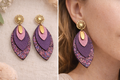 Boucles d’oreilles feuilles cuirs violets